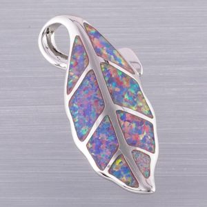 Pendentif colliers Nature feuille lavande violet opale de feu argent plaqué bijoux pour femmes collierPendentif colliersPendentif