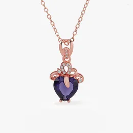 Collane con ciondolo NBNB Collana a forma di cuore con zirconi di lusso per le donne Gioielli da festa Ragazza alla moda Catena con clavicola Moda regalo femminile