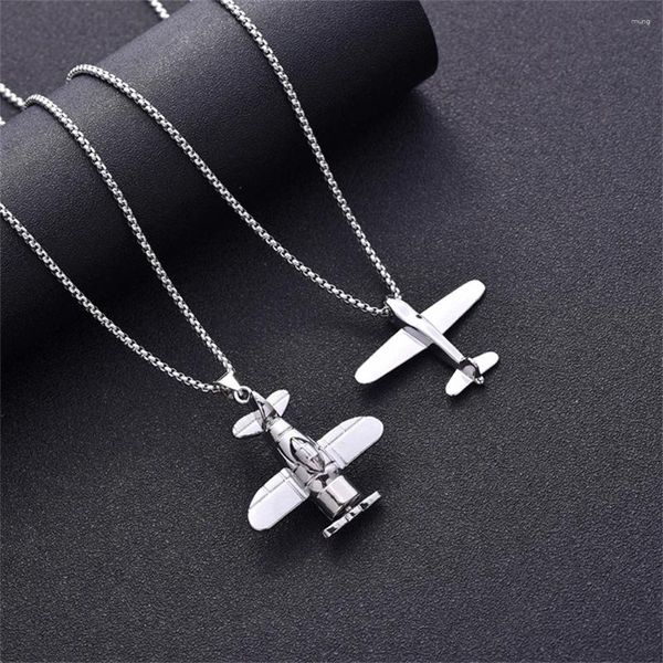 Collares colgantes NCEE 70 cm Retro Titanio Acero Aviones Hip Hop Collar Accesorios personalizados simples para hombres y mujeres