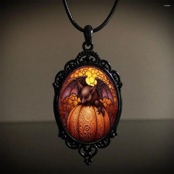 Collares colgantes NCEE Collar de murciélago vampiro gótico Mago Calabaza Misterioso Sombrero de bruja Joyería de fiesta de Halloween Cadena de cuerda negra Choke