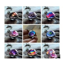 Hangende kettingen Neba Galaxy dubbelzijdig roteerbaar voor Wome Men Universe Planet Glass Art Picture Handgemaakte verklaring sieraden in dr ot8ps