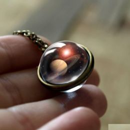 Hanger Kettingen Neba Galaxy Voor Vrouwen Mannen Dubbelzijdig Draaibaar Galss Universe Planeet Kunst Foto Kettingen Mode-sieraden Drop Delive Dhwnx