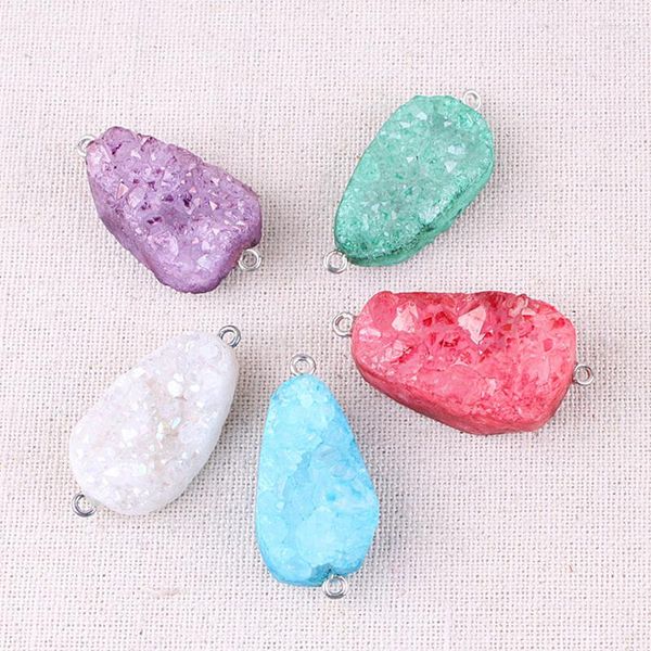 Pendentif Colliers Collier 5 Couleurs Diy Bijoux Accessoires Bracelet Connecteur Pierre Naturelle Cristal Cluster Connexion Boucle