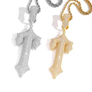 Colliers de pendentif Collier Big Sword Nouveau pendentif irrégulier True Gold Electroplated Micro Inraliss Cuban Chain Zircon Hip Hop Men de la tendance