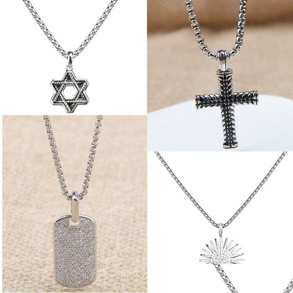 Pendentif Colliers Collier Noir Garnet Dy Onyx Hommes Chaîne Cubaine Croix Designer Bijoux Femmes Améthyste Diamant Pendentifs Drop Livraison Dheny