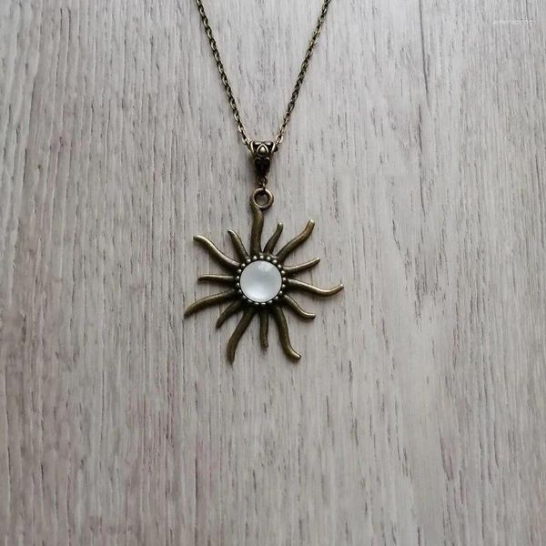 Collares colgantes Collar Bronce Blanco Stonesun Estrella Celestial Magia Pagan Wicca