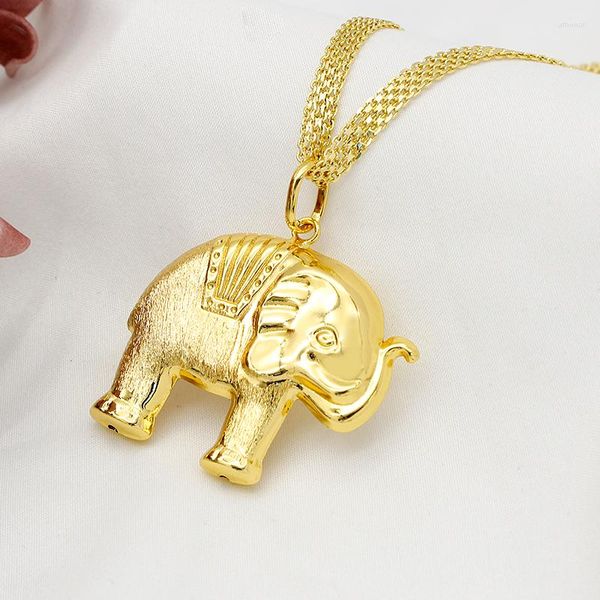 Collares colgantes collar exquisito elefante encanto oro color cobre joyería de moda regalo de cumpleaños para niñas