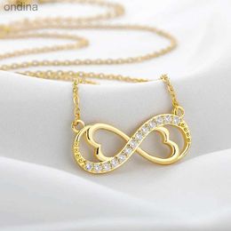 Pendentif Colliers Collier pour femmes mode romantique couleur or couleur argent infini amour classique infini symbole amour coeur CZ bijoux cadeau YQ240124