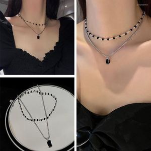 Pendentif Colliers Collier Cadeau Pour Un Ami Bijoux De Cou Perles Noires Collier Chaîne Ras Du Cou Femmes