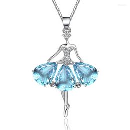 Pendentif Colliers Collier Vert Jaune Rose Bleu Couleur Ballet Cristal Danse Fille Ballerine Chaîne De Mariage