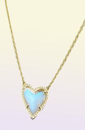 Colliers pendants Collier coeur Stone drusy Real 18K Gold plaqué Dangles paillettes Jewelries Lettre cadeau avec sac de poussière1644633