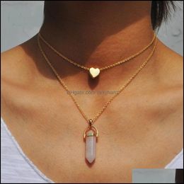 Hanger kettingen ketting sieraden elegante kristallen amethist rozen kwarts chakra genezende vrouwen mannen natuursteen hangers goudketen drop d