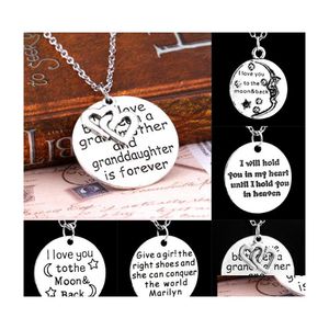 Pendentif Colliers Collier Mère Grand-mère Je t'aime à la lune et au dos Lettres Chaîne Drop Livraison Bijoux Pendentifs Dhn4V