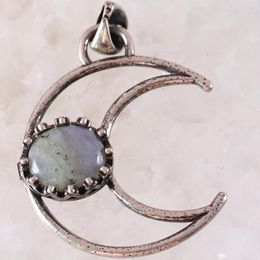 Pendentif Colliers Collier Pierre Naturelle Gris Labradorite Demi-Lune Antique Pour Femmes Hommes 1pcs K1798