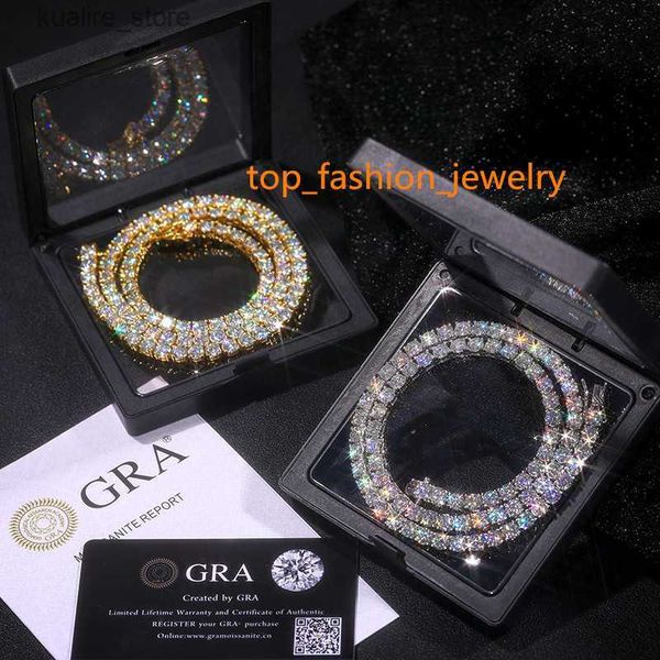 Collares colgantes El collar pasa la prueba de diamantes Hip Hop Jewelry Factory Iced Out 3 mm 4 mm 5 mm 6 mm VVS Diamond Collar de 20 pulgadas Cadena de tenis Moissanite L240315