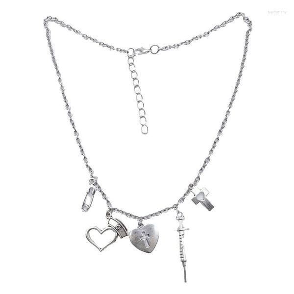 Colliers pendentif collier avec trombone charme coeur cou chaîne cadeau à la mode F19D