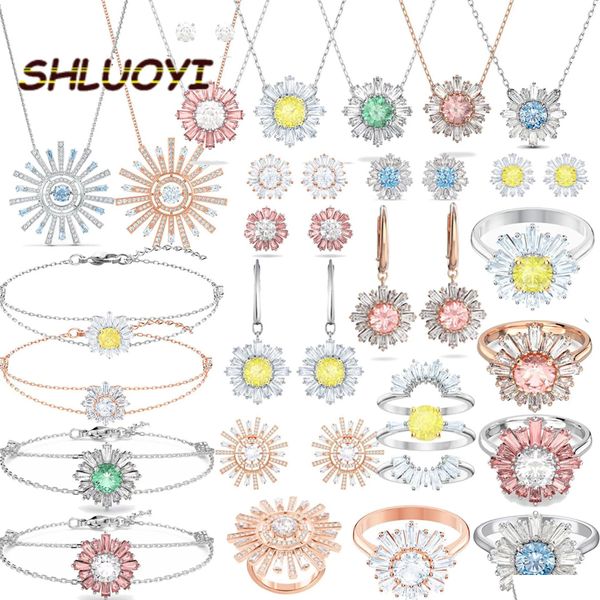 Collares colgantes Collares 2023 Colección Sunshine Boutique Conjunto de joyas para mujer Pendientes Suower Collar Anillo para entrega de gota Joya DHJ5V