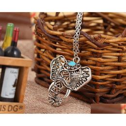 Hanger Kettingen Kettingen Hangers Voor Vrouwen Turkoois Olifant Charme Hanger Ketting Choker Sieraden Ketting Drop Delivery Sieraden Ne Dhk9G