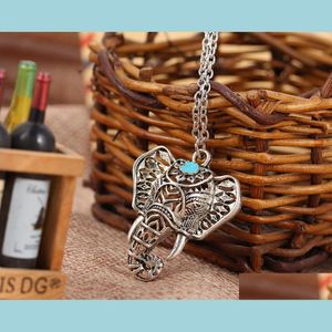 Hanger kettingen kettingen hangers voor vrouwen turquoise olifant charme hanger ketting choker sieraden ketting drop levering dh0zf