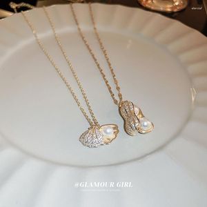 Collares colgantes Nee lujo collar de perlas de concha dorada 2023 último diseño italiano conjunto de joyas de princesa real Ocean Peanut