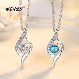 Collares colgantes NEHZY 925 Aguja de plata Mujer Joyería de moda Alta calidad Cubic Zirconia Corazón Collar Longitud 45 cm