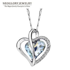 Hangende kettingen Neoglory Oostenrijk Crystal Rhinestone Love Heart Pendant kettingen voor vrouwen Designer Fashion Jewelry 2020 JS4 HE1 HE-B G230206