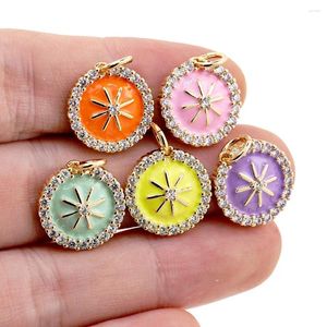 Pendentif Colliers Neon Charm Sun Collier Coloré Émail Zircon Rond Bijoux DIY Faire Femmes Accessoires Cadeau D'anniversaire pour ami