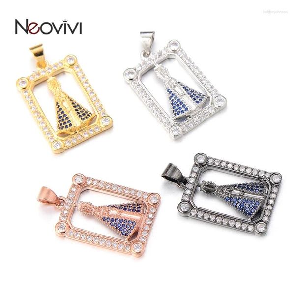 Collares colgantes Neovivi CZ DIY Virgen María para Micro pavé hecho a mano cuentas de circón colgantes fabricación de joyas encantos al por mayor