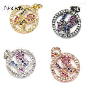 Pendentif Colliers Neovivi Perle Ronde Creuse Lettre D'amour Pendentifs Romantique Coloré Zircon Micro Pave CZ Pour La Fabrication De Bijoux Amant Cadeaux DIY