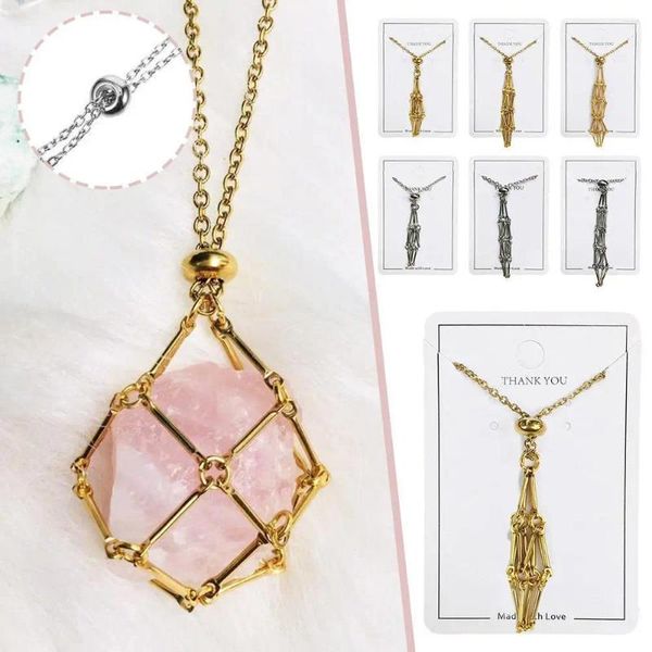 Pendentif Colliers Net Collier en métal Crystal Cage de support pour pierres Style Punk Femmes Hommes Party