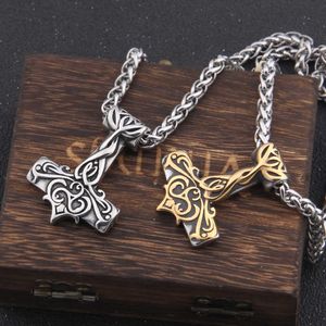 Collares colgantes Never Fade Mix Gold Thor's Hammer Mjolnir Collar Vikingo Escandinavo Nórdico Vikingo Collar Hombres Regalo de acero inoxidable G230206