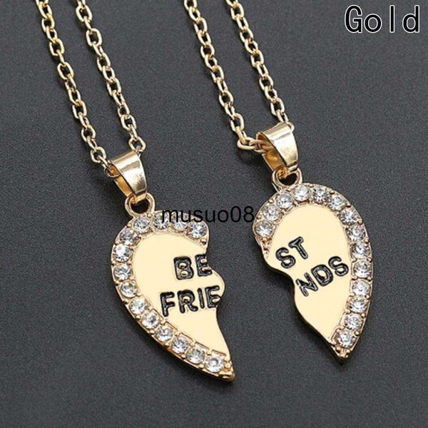 Collares colgantes Nuevos 1 par Halfo Love Heart Rhinestone Colgante Mejores Amigos Collar Amistad Regalo J230601