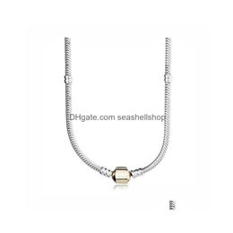 Collares colgantes Nuevos 100% 925 Sterling Sier Rose Gold Cirm Chail Cadena de la Flión Floz Collar Collar de moda original Jewelr Dh8ph