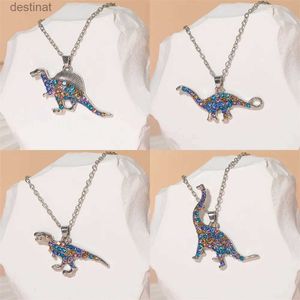 Hanger Kettingen Nieuwe 8 Stijlen Kleurrijke Kristallen Dinosaurus Hanger Ketting Pterosaur Tyrannosaurus Rex Triceratops Velocipes Charm Choker Voor VrouwenL242313