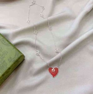 Pendentif Colliers nouveau Bracelet à emboîtement en argent 925 Collier d'amour en émail rouge Cadeau Saint Valentin exclusif Bijou design Vente exclusiveMSWY