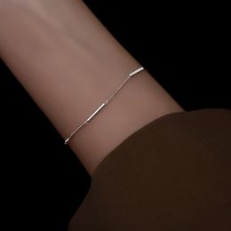 Hangende kettingen Nieuwe 925 Sterling Sier Square Bracelet Simple Style Shiny Gifts for Women Exquisite Fashion Sieraden Drop Delivery 20 SMTA1