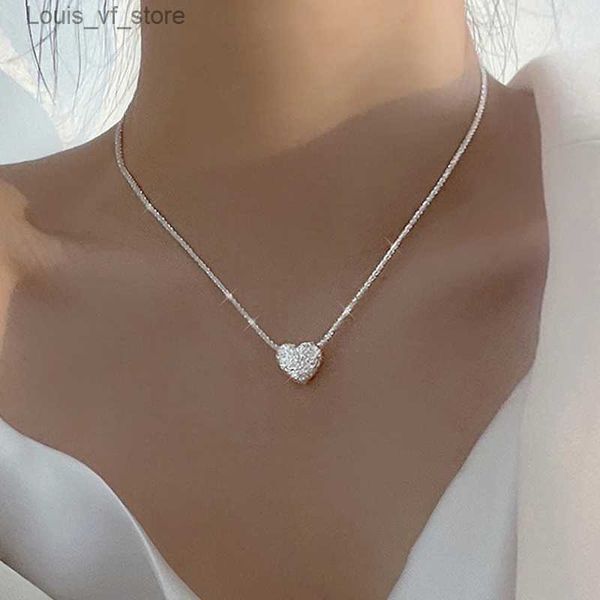 Collares colgantes Nuevo collar de amor con patrón de martillo de Plata de Ley 925 para niñas, colgante Simple en forma de corazón, joyería de Boutique de regalo para mujeres NK153H24112