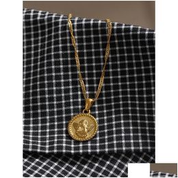 Colliers de pendentif Nouveau collier de collier de collier de collier 14K Jaune Gold Round Collier Collier POUR LES FEMMES DIFFICATIONS PRENDANT DH5JD