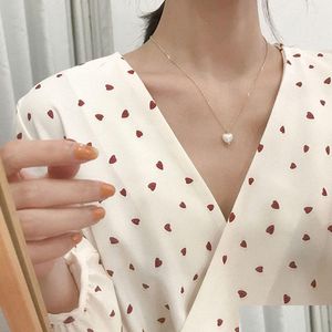 Hanger kettingen Nieuwe aankomst 2021 Fashion Sweet Girls Elegant Heart Pearl ketting voor vrouwen Studenten Partij Choker Jewelry Dhgarden Dh6ll