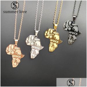 Hanger kettingen nieuwe aankomst Afrika kaart ketting voor vrouwen mannen 4 kleuren hoogwaardige roestvrijstalen kaarten charme hiphop jood dhgarden dhj9g