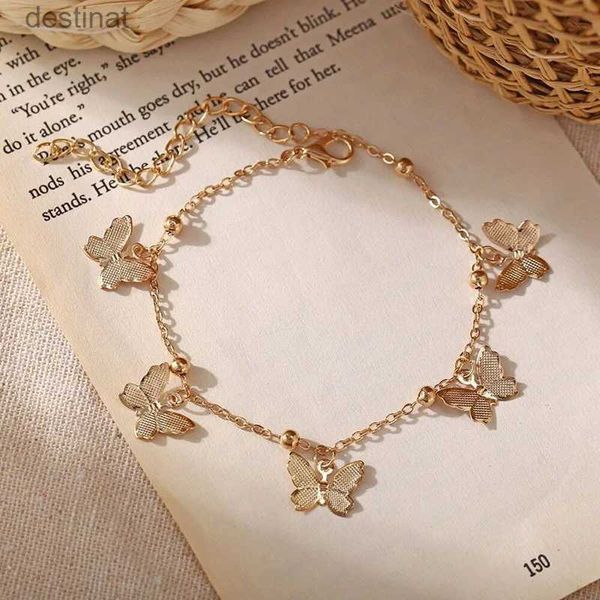 Pendentif Colliers Nouveauté Bracelet papillon Simple filles doux papillon pendentif bracelets porte-bonheur main bijoux cadeaux pour femmes plage cheville L242313