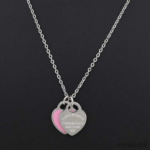 Pendentif Colliers Nouvelle Arrivée Amour Double Coeur Émail Ladie Pour Toujours En Acier Inoxydable Collier Dérive Bouteilles Bijoux En Gros Cadeau Pour Les Femmes R230612