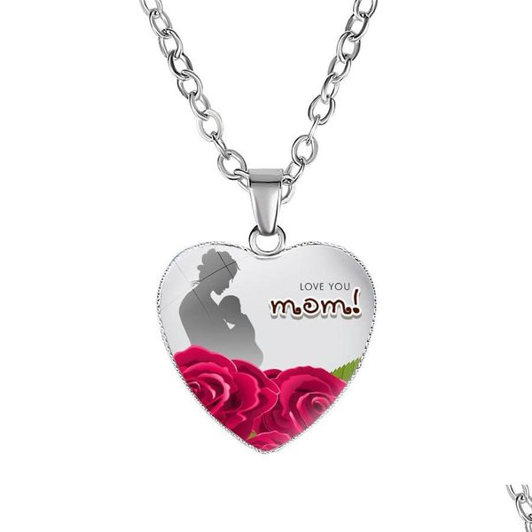 Collares colgantes Nueva llegada Love You Mom Collar de cristal Forma de corazón El mejor encanto para las mujeres Mamá Joyería de moda Regalo del día de la madre Dhwur