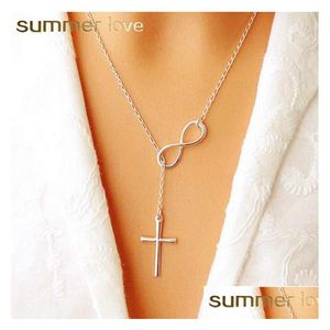 Hanger Kettingen Nieuwe Collectie Eenvoudige Lange Sier Chic Infinity Cross Vogel Bladketting Hanger Mode Kettingen Voor Vrouwen Juweel Dhgarden Dhiqf