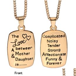Collares colgantes Nuevo llegada El amor entre una madre hija es letras para mujeres Joyas de moda de la familia Drop entrega colgantes dhtnz