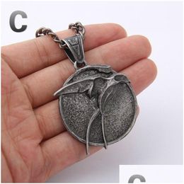 Pendentif Colliers Nouvelle arrivée Le collier de tête de loup assistant pour 3 Geralt avec une figure de chasse sauvage TV Drop Livraison Bijoux Pendentifs Dhi1O