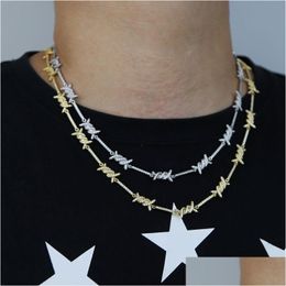 Colliers pendants Nouveaux colliers de chaîne de tennis CZ avec Gold Sier Twist Charm bijoux en gros pour femmes Men Gift Drop Del Dhplr