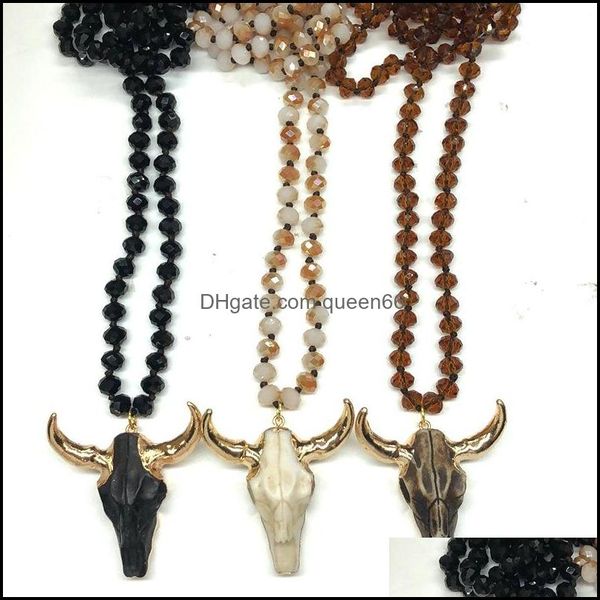 Collares colgantes nuevos bohemio tauren vaca bl collar de cabeza larga cadena de oro cuernos con estilo para hombres de moda joyas de moda entrega de ca￭da dhrib