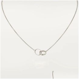 Colares de pingente novo design clássico duplo laço encantos amor colar para mulheres meninas 316l titânio aço jóias colares collier dro otr8a