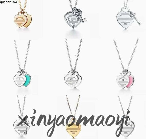 Collares pendientes Nuevo diseñador Amor en forma de corazón para oro Pendientes de plata Regalos de compromiso de boda Serie Joyería